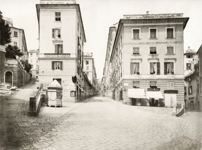 Framed Print : Genova, Genoa, Italy, via Cafaro, c. 1890s Framed Print : Genova, Genoa, Italy, via Cafaro, c. 1890s