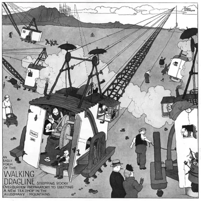 Framed Print : The Gentle Art of Excavating - Early Walking Draglilne` Framed Print : The Gentle Art of Excavating - Early Walking Draglilne`