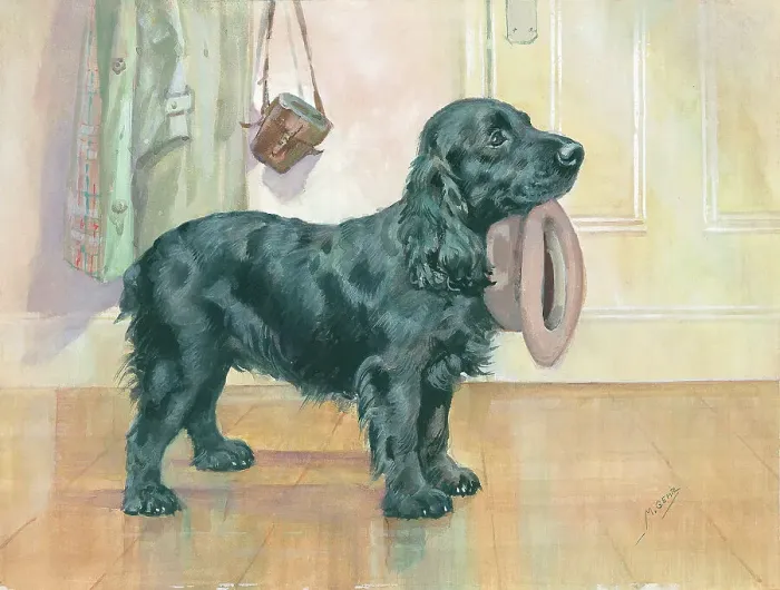 Framed Print : A Gentle Hint Dogs Watercolour painting Mabel Framed Print : A Gentle Hint Dogs Watercolour painting Mabel