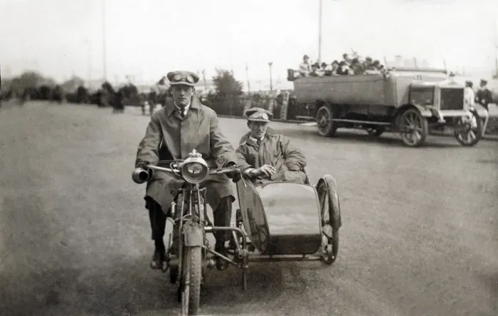 Framed Print : Two gentleman on a 1908 / 9 veteran motorcycle & sidecar Framed Print : Two gentleman on a 1908 / 9 veteran motorcycle & sidecar