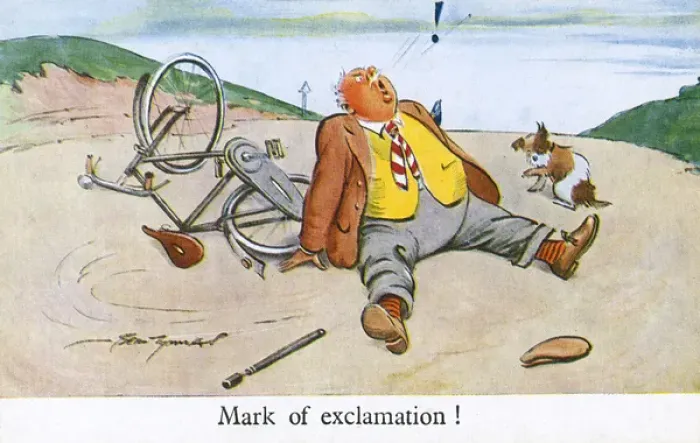 Framed Print : Gentleman crashes on his bicycle and utters a loud Framed Print : Gentleman crashes on his bicycle and utters a loud
