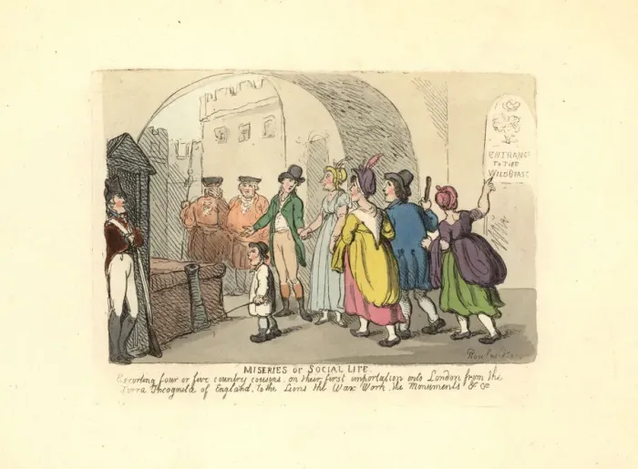 Framed Print : Gentleman escorting country cousins on their first Framed Print : Gentleman escorting country cousins on their first