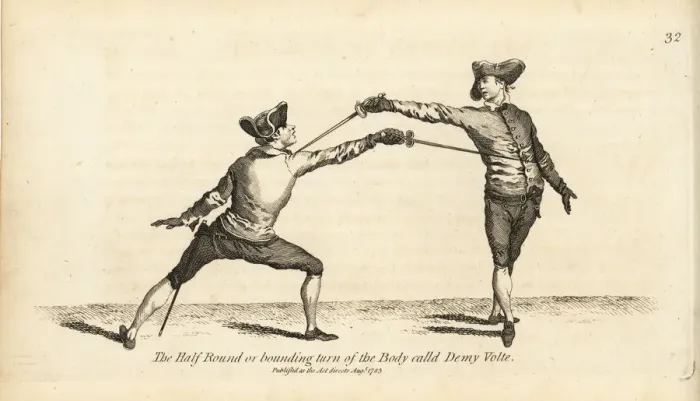 Framed Print : Gentleman fencer in the Demi-Volte turn Framed Print : Gentleman fencer in the Demi-Volte turn