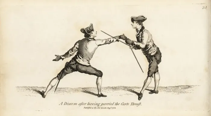 Framed Print : Gentleman fencer disarming his opponent Framed Print : Gentleman fencer disarming his opponent