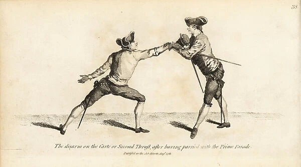 Gentleman fencer disarming his opponent on the Carte Thrust