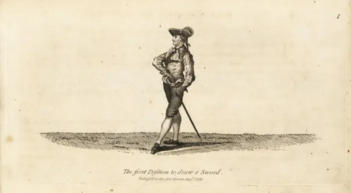 Framed Print : Gentleman fencer in first position to draw a sword Framed Print : Gentleman fencer in first position to draw a sword