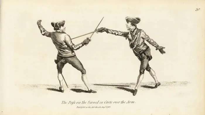 Framed Print : Gentleman fencer making the Pass on the sword Framed Print : Gentleman fencer making the Pass on the sword