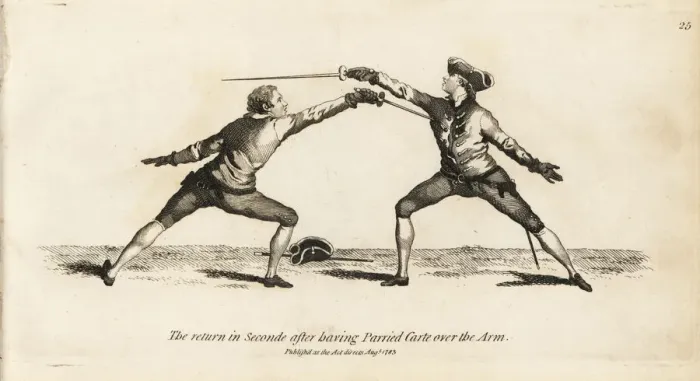 Framed Print : Gentleman fencer making the Seconde return Framed Print : Gentleman fencer making the Seconde return