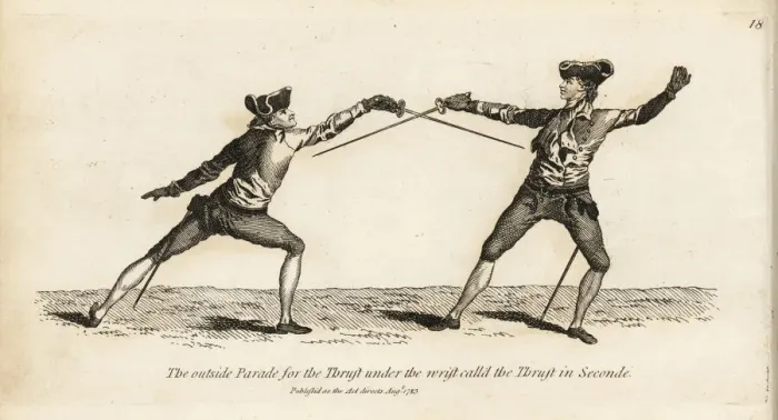 Framed Print : Gentleman fencer in the position of the Thrust in Seconde Framed Print : Gentleman fencer in the position of the Thrust in Seconde