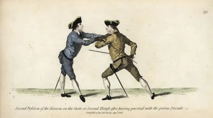 Framed Print : Gentleman fencer in the second position of Framed Print : Gentleman fencer in the second position of