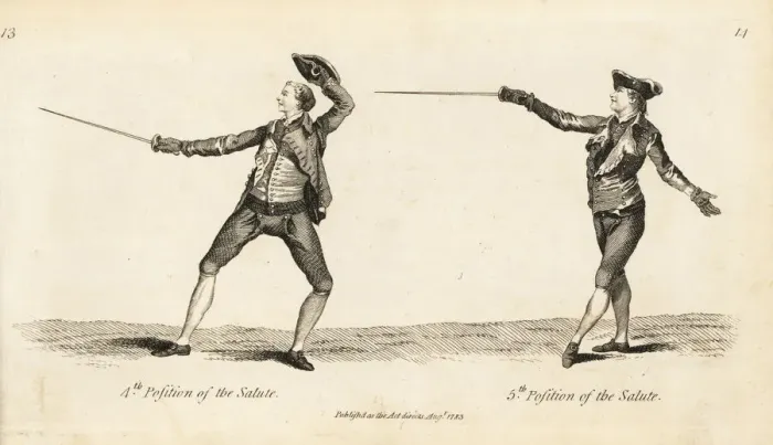 Framed Print : Gentleman fencers in the fourth and fifth