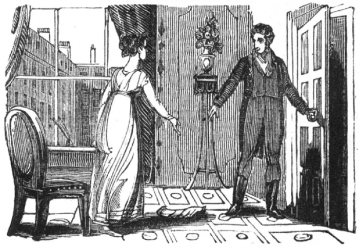 Framed Print : Gentleman and lady in a room, c. 1810 Framed Print : Gentleman and lady in a room, c. 1810
