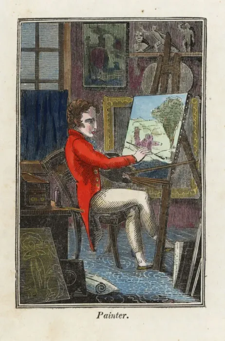 Framed Print : Gentleman painter with paintbrush in front Framed Print : Gentleman painter with paintbrush in front