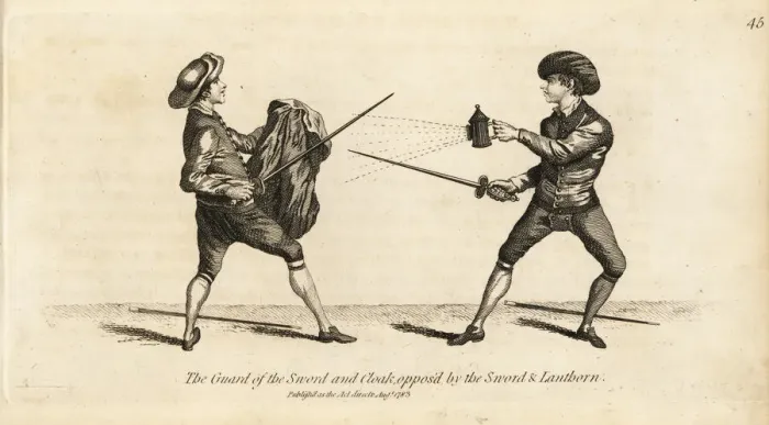 Framed Print : Gentlemen fencers in the guard of the sword Framed Print : Gentlemen fencers in the guard of the sword