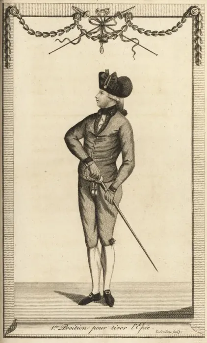 Framed Print : Gentlemen in first position to draw his sword Framed Print : Gentlemen in first position to draw his sword