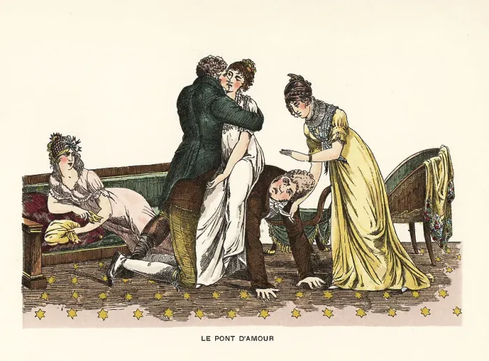 Framed Print : Gentlemen and ladies playing the Bridge of Love Framed Print : Gentlemen and ladies playing the Bridge of Love