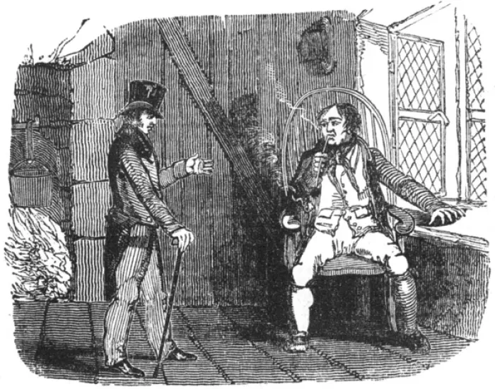 Framed Print : Gentlemen talking and smoking, c. 1800 Framed Print : Gentlemen talking and smoking, c. 1800