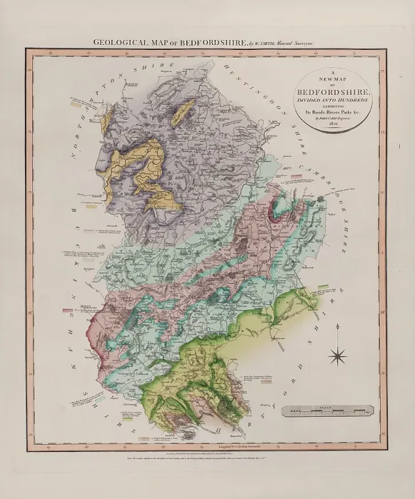 Framed Print : Geological Map of Bedfordshire (William Smith, 1820) Framed Print : Geological Map of Bedfordshire (William Smith, 1820)