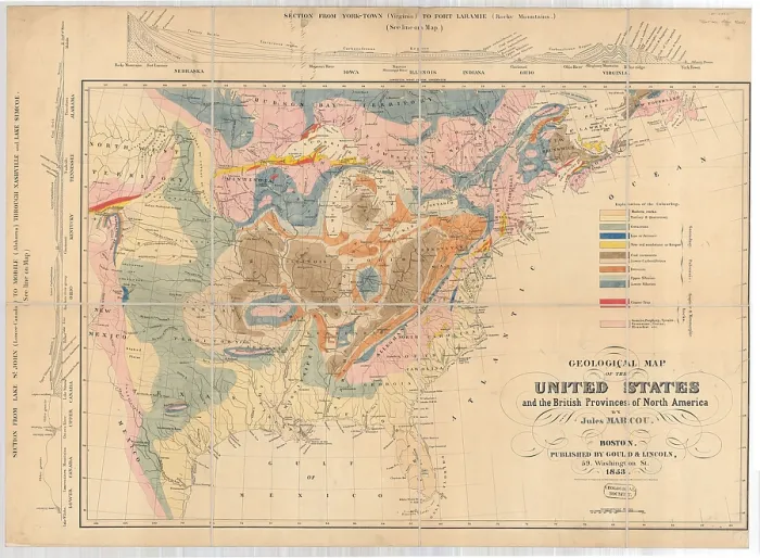 Framed Print : Geological Map - US and British Provinces of North America Framed Print : Geological Map - US and British Provinces of North America