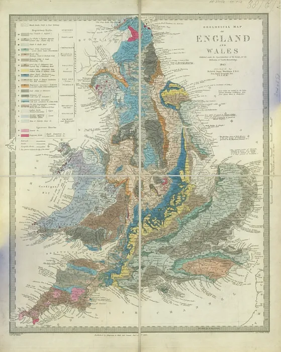 Framed Print : Geological map of England and Wales (Murchison, 1843) Framed Print : Geological map of England and Wales (Murchison, 1843)