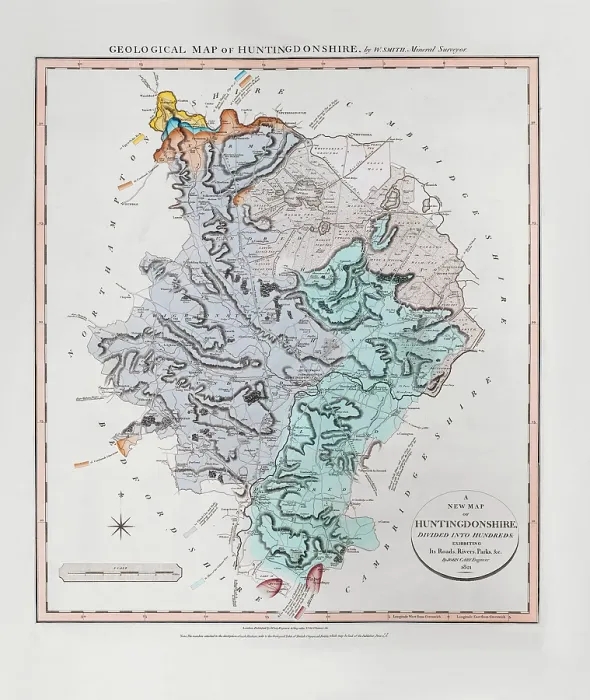 Framed Print : Geological Map of Huntingdonshire (William Smith, 1821) Framed Print : Geological Map of Huntingdonshire (William Smith, 1821)