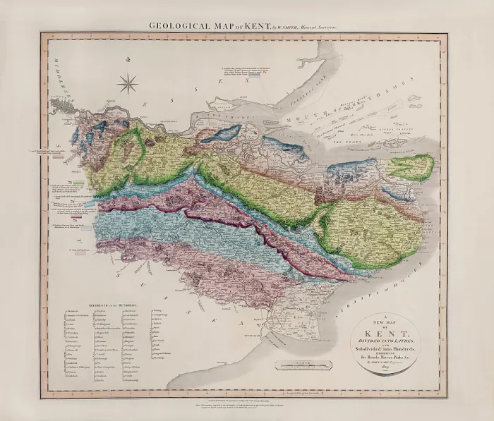 Framed Print : Geological Map of Kent (William Smith, 1819) Framed Print : Geological Map of Kent (William Smith, 1819)