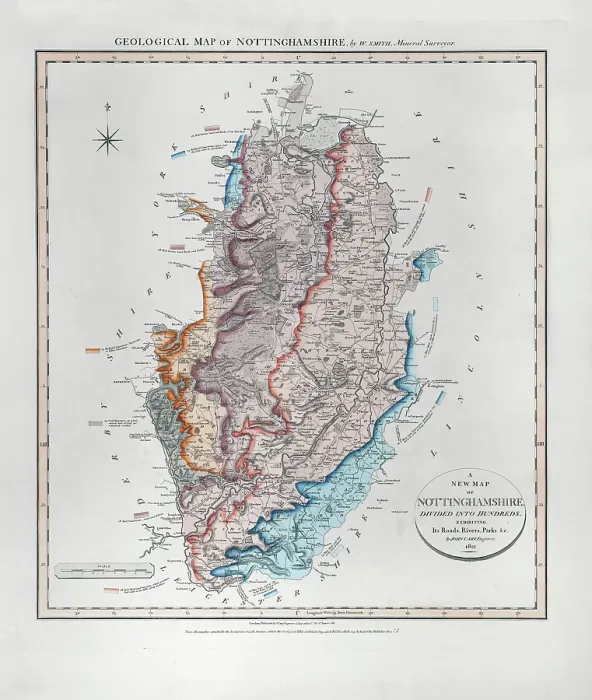 Framed Print : Geological Map of Nottinghamshire (William Smith, 1821) Framed Print : Geological Map of Nottinghamshire (William Smith, 1821)
