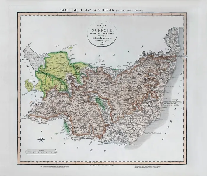 Framed Print : Geological Map of Suffolk (William Smith, 1819) Framed Print : Geological Map of Suffolk (William Smith, 1819)