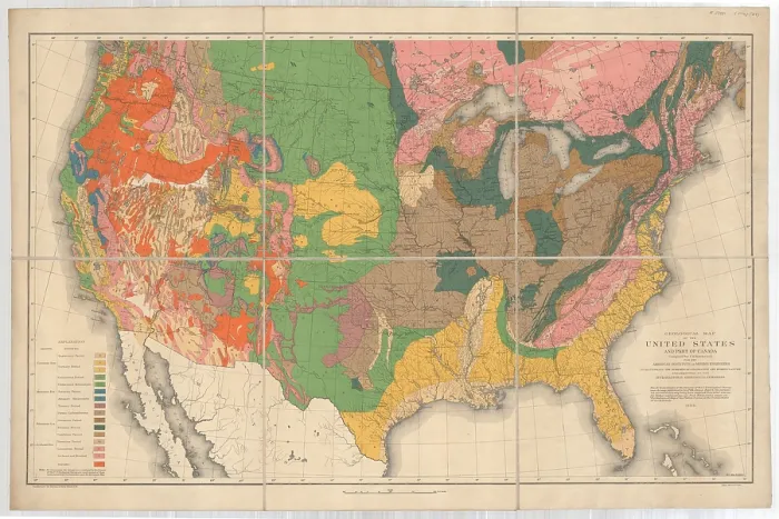 Framed Print : Geological map of the United States and part of Canada Framed Print : Geological map of the United States and part of Canada