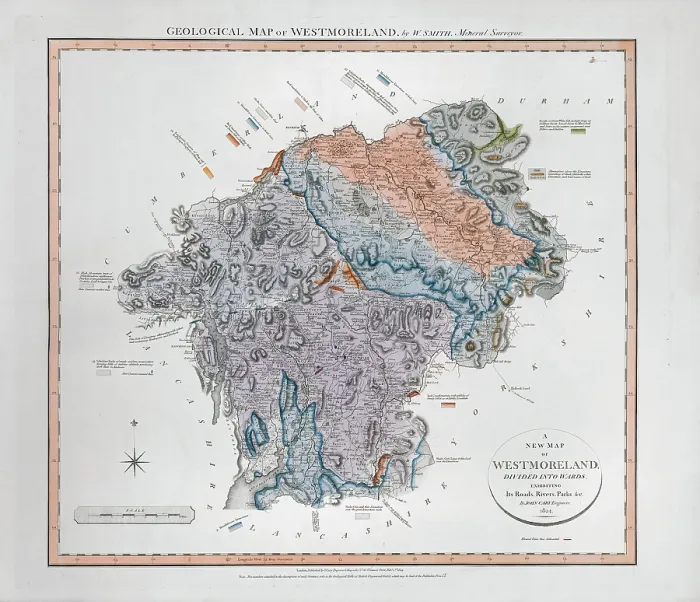 Framed Print : Geological Map of Westmoreland (William Smith, 1824) Framed Print : Geological Map of Westmoreland (William Smith, 1824)