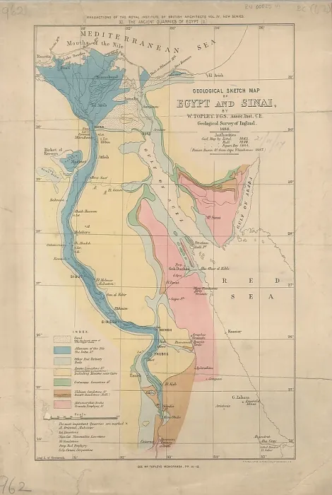 Framed Print : Geological Sketch Map of Egypt and Sinai (Topley 1888) Framed Print : Geological Sketch Map of Egypt and Sinai (Topley 1888)