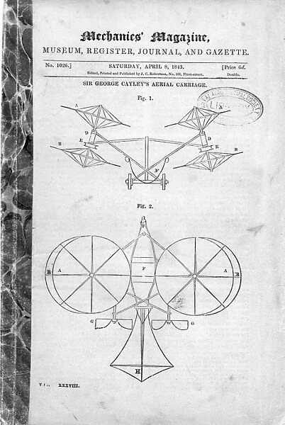 George Cayleys design for a convertiplane Front elevation