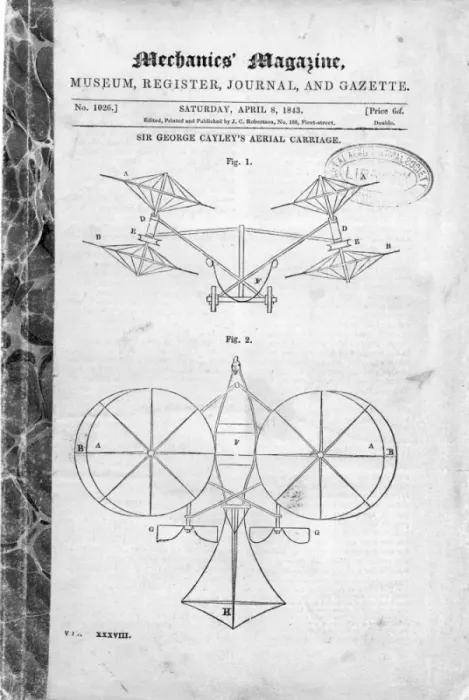 Framed Print : George Cayleys design for a convertiplane Front elevation Framed Print : George Cayleys design for a convertiplane Front elevation