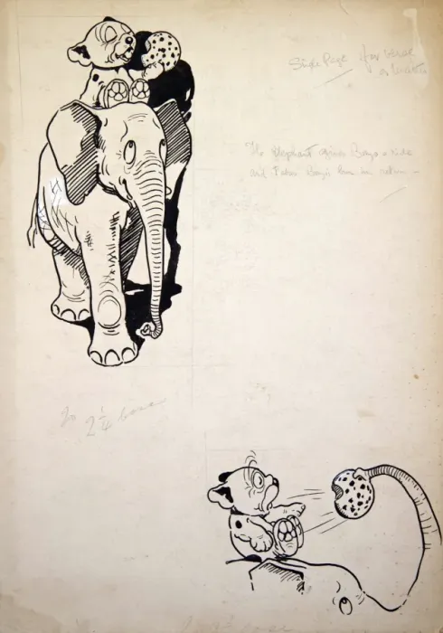 Framed Print : George Ernest Studdy, Bonzo rides an elephant Framed Print : George Ernest Studdy, Bonzo rides an elephant