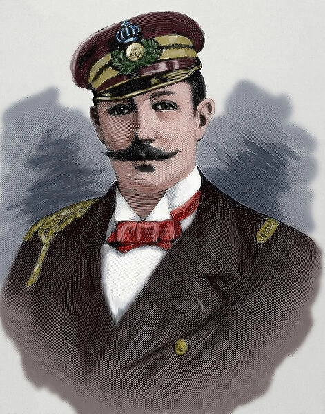 George I of Greece (1845-1913). Colored engraving
