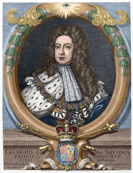 George II (1683-1760). Engraving. Colored