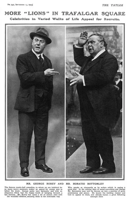 Framed Print : George Robey & Horatio Bottomley recruiting in London Framed Print : George Robey & Horatio Bottomley recruiting in London
