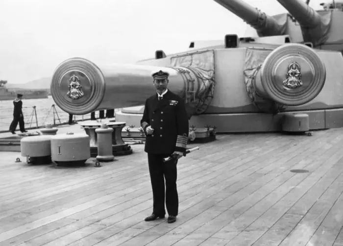 Framed Print : George V on board battleship HMS Queen Elizabeth Framed Print : George V on board battleship HMS Queen Elizabeth