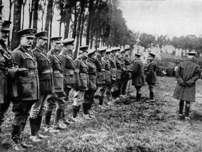 Framed Print : George V speaking to Canadian officers Framed Print : George V speaking to Canadian officers