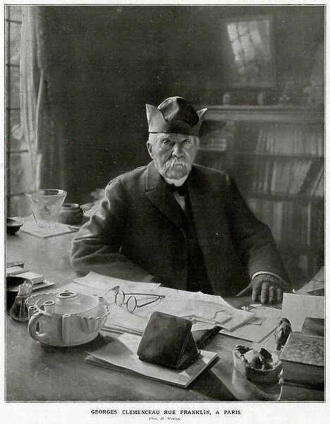 Georges Clemenceau. GEORGES CLEMENCEAU French statesman at his desk in
