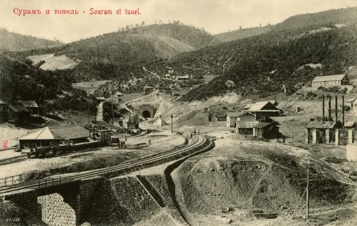 Framed Print : Georgia, Surami - Railway sidings and tunnel Framed Print : Georgia, Surami - Railway sidings and tunnel