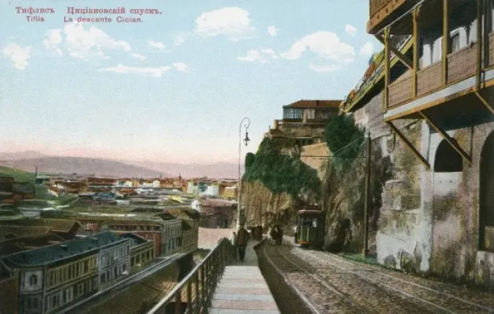 Framed Print : Georgia - Tbilisi - The Cician Hill with a tram Framed Print : Georgia - Tbilisi - The Cician Hill with a tram