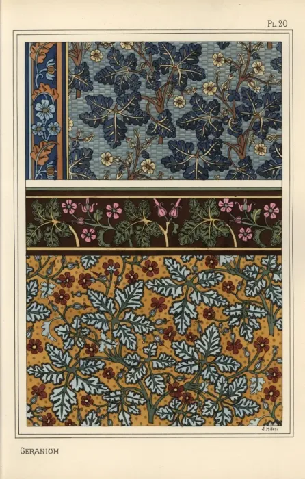 Framed Print : Geranium motifs in patterns for wallpaper and fabric Framed Print : Geranium motifs in patterns for wallpaper and fabric