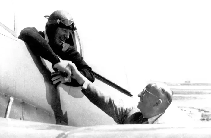 Framed Print : Gerhard Nitschke sat in cockpit of Heinkel He 100 V3 42C+11 Framed Print : Gerhard Nitschke sat in cockpit of Heinkel He 100 V3 42C+11
