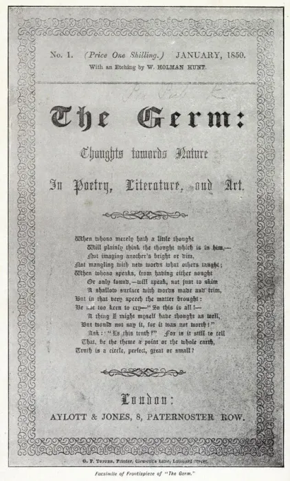 Framed Print : The Germ, the magazine founded by the Pre-Raphaelite Brotherhood in 1850 at the beginning Framed Print : The Germ, the magazine founded by the Pre-Raphaelite Brotherhood in 1850 at the beginning