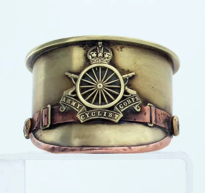 Framed Print : German 77mm shell case base made into Army Service Cap Framed Print : German 77mm shell case base made into Army Service Cap