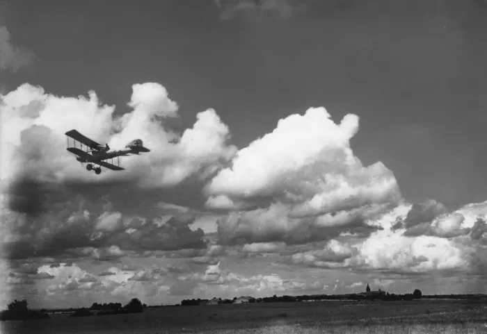 Framed Print : German Albatros C. X plane above Marimbois airfield, WW1 Framed Print : German Albatros C. X plane above Marimbois airfield, WW1