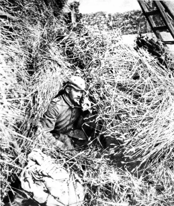 Framed Print : A German artillery observation post in a haystack Framed Print : A German artillery observation post in a haystack