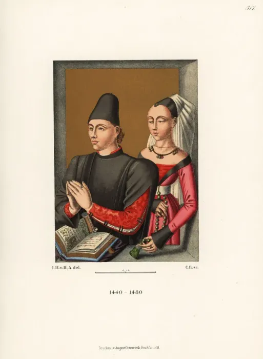 Framed Print : German bourgeois fashion, 15th century Framed Print : German bourgeois fashion, 15th century