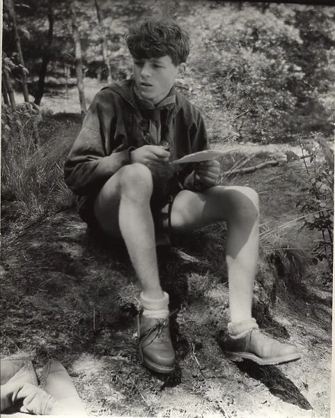 German boy scout on an outdoor activity